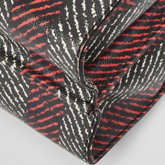 Fendi Black/Red/White Striped Saffiano Leather Demi Jour Shoulder Bag - Picture 4 of 12